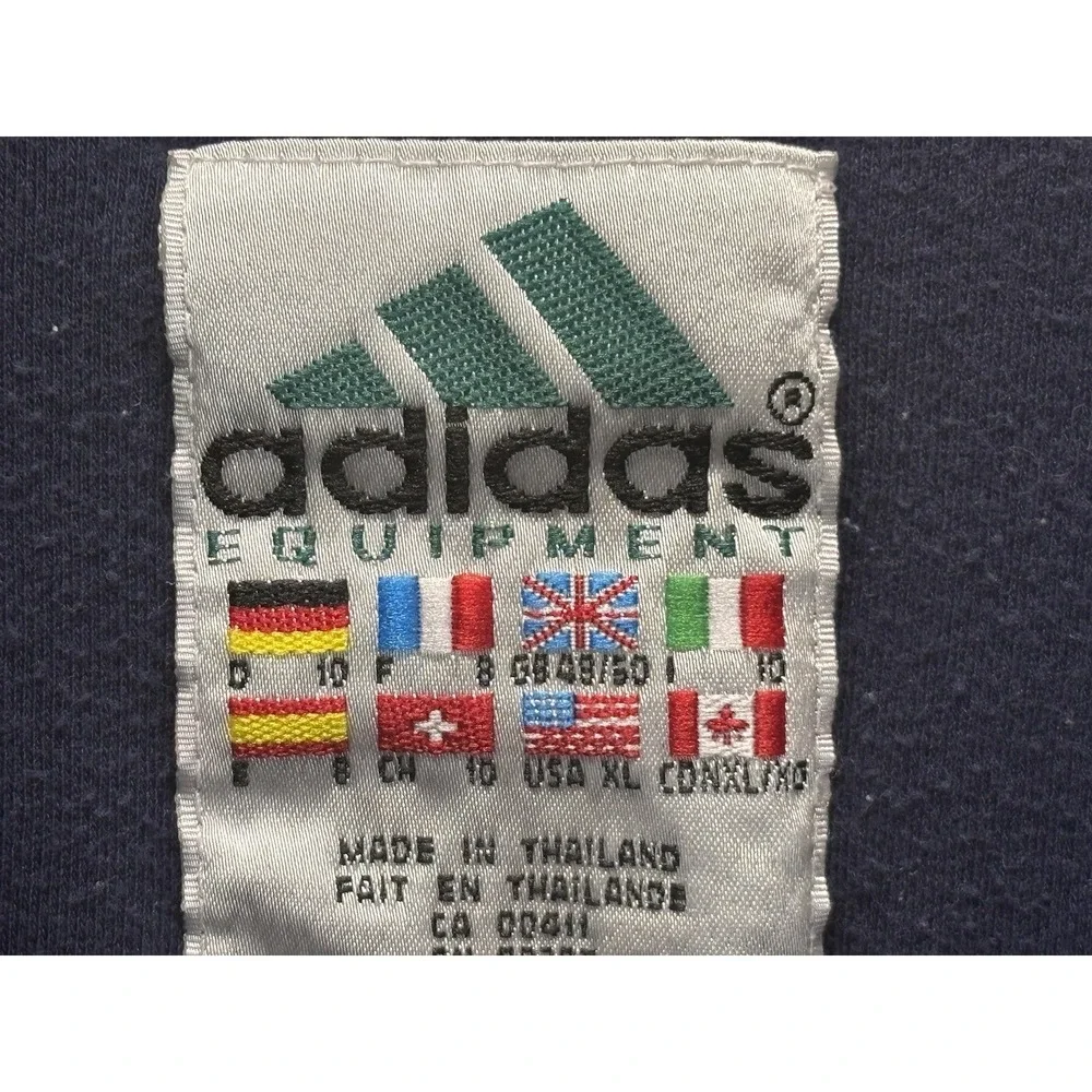 Vtg Adidas Pullover Shirt Sz X-Large Mens Navy 1/4 Zip Long Sleeve READ 90's